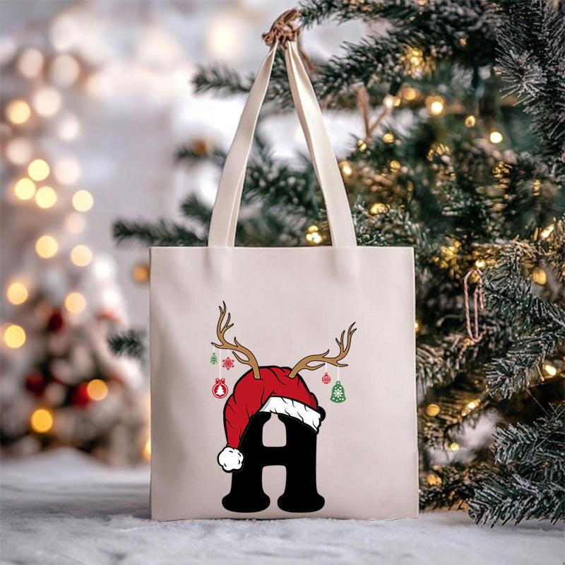 Christmas Letter Print Messenger Bag Student Casual Canvas Bag New