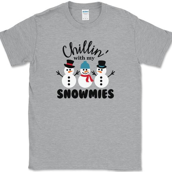 

Chillin With My Snowmies T-Shirt Funny Homies Christmas Holiday Tee L