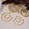 Qiong Yao Stainless Steel C-shaped Hoop Earrings, Fashionable 18K Gold-Plated, Exaggerated Design