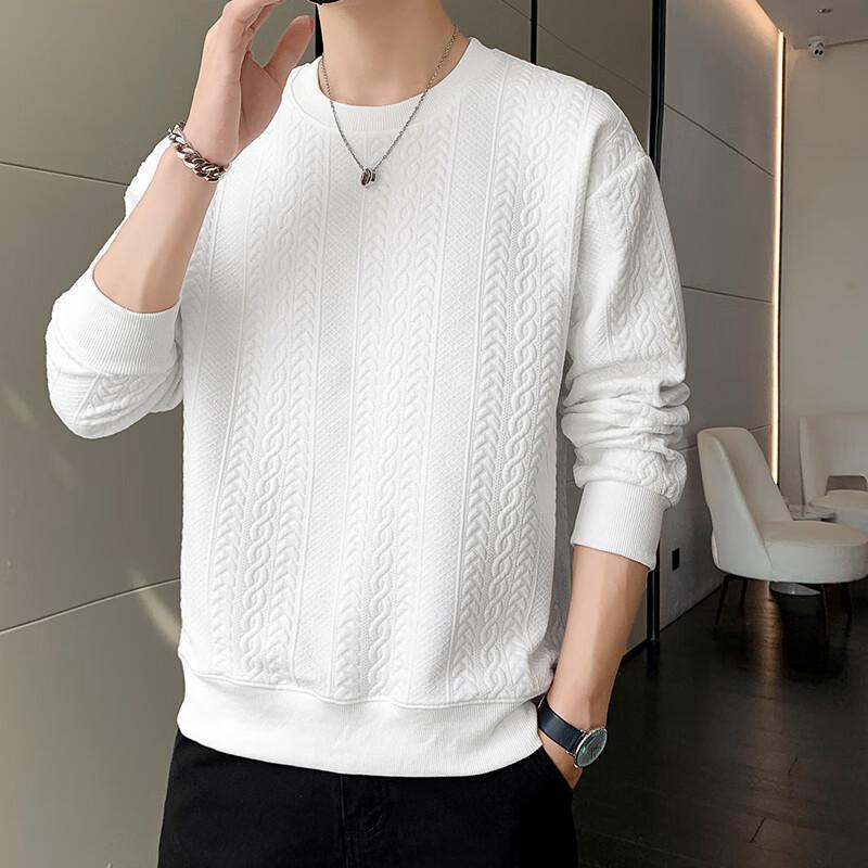 Dingfengbaoluo Men's Long-Sleeve T-Shirt, Spring Versatile Fashion Jacquard Sweatshirt