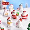 4/12PCS Mini Christmas Figurines Set, Santa Claus & Snowman Miniature Ornaments for Xmas Decor, Fairy Garden, Tabletop Decoration