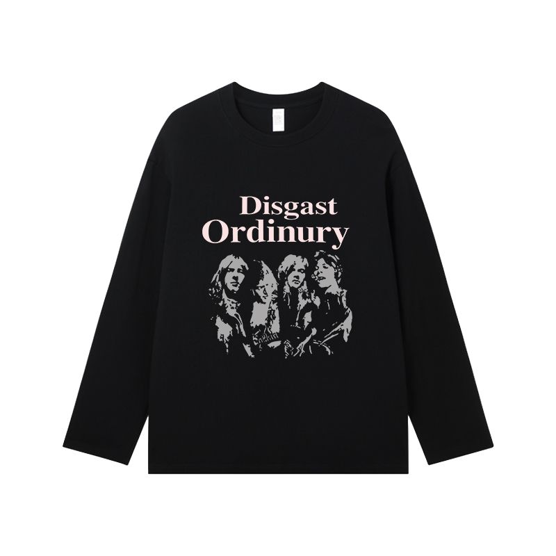 

Trendy Retro Fall Loose Fashion Long Sleeves T-Shirt Black S