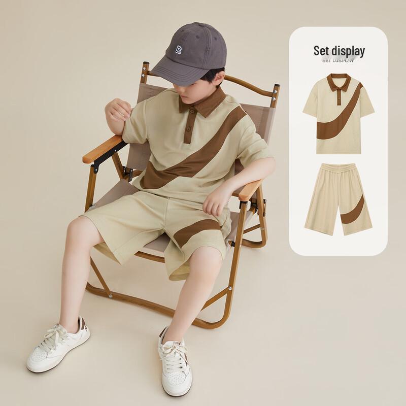 Duoduojia Boys  Spliced Polo Short Sleeve & Shorts Set 150
