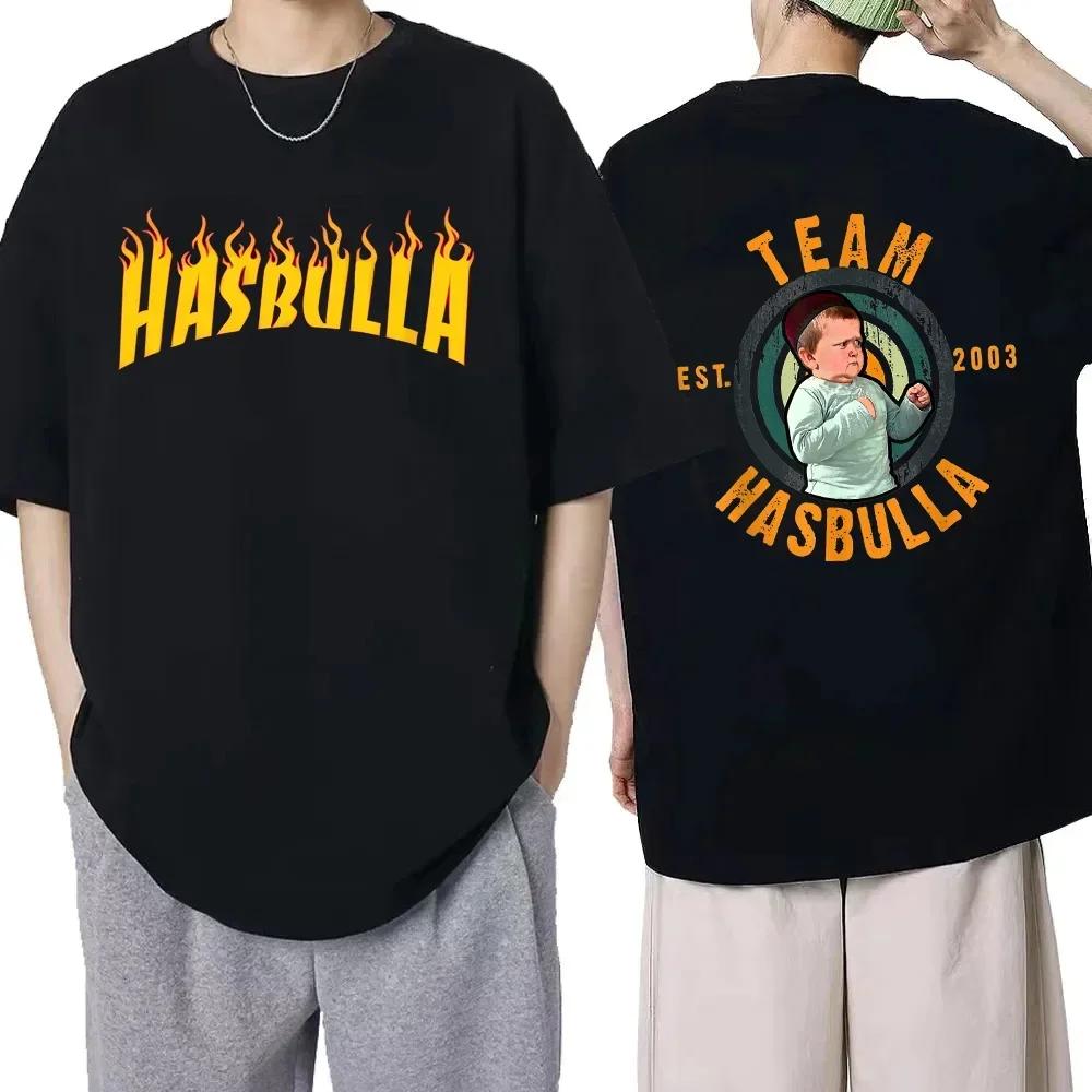 Klasické bavlněné tričko Team Hasbulla pro muže a ženy s motivem bojujícího Hasbully, hiphopové grafické tričko, topy, manga tričko, streetwear