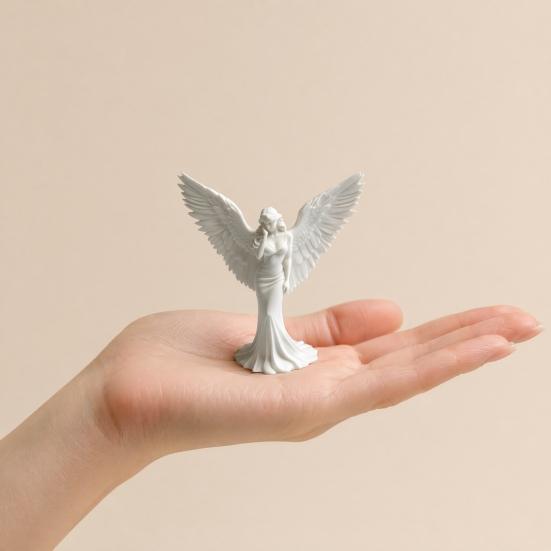 3D Printed Elegant Angel Figurine with Large Wings Decorative Angel Statue Angel Art