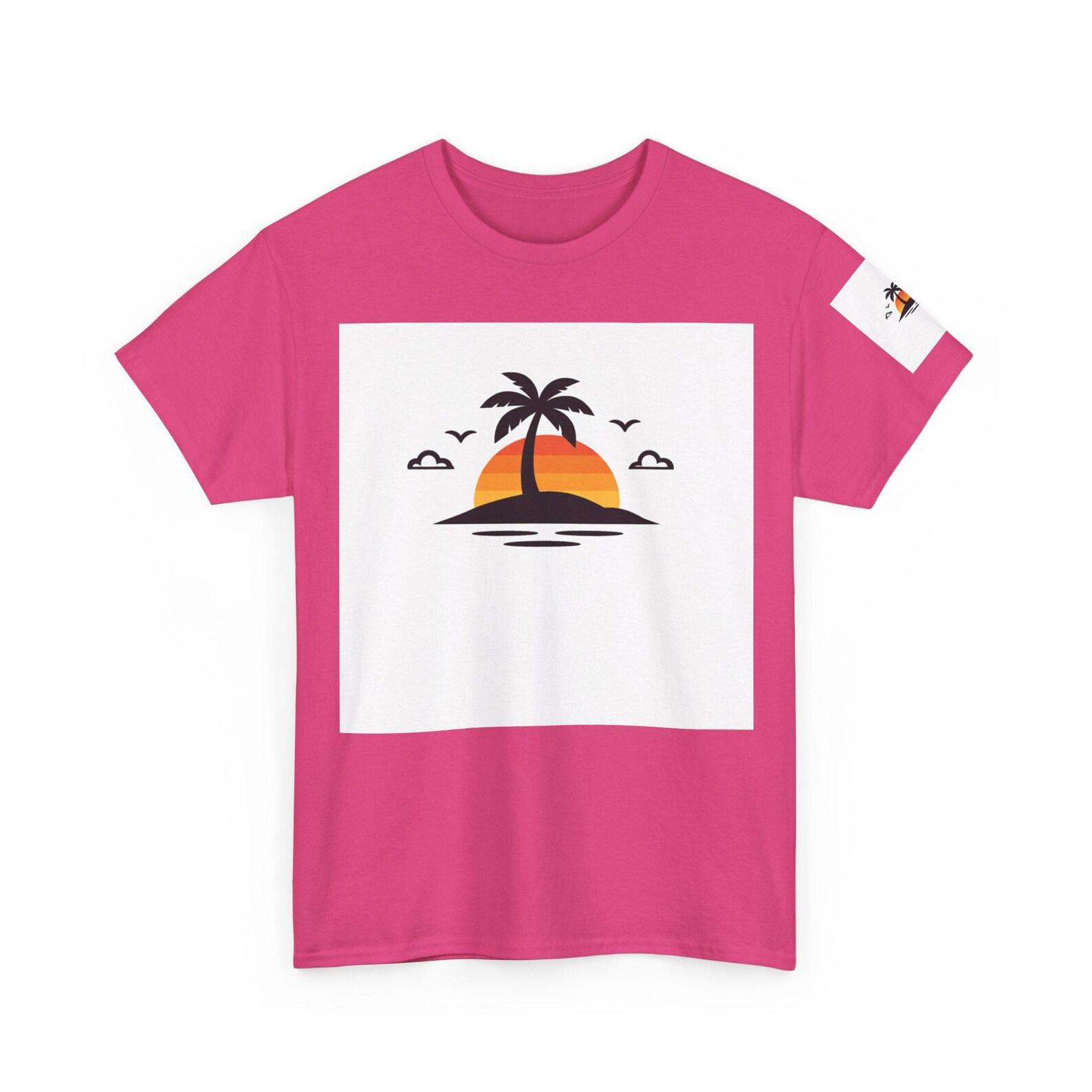 Tropical Sunset Palm Tee | Beach Island Graphic, Summer Vibes S