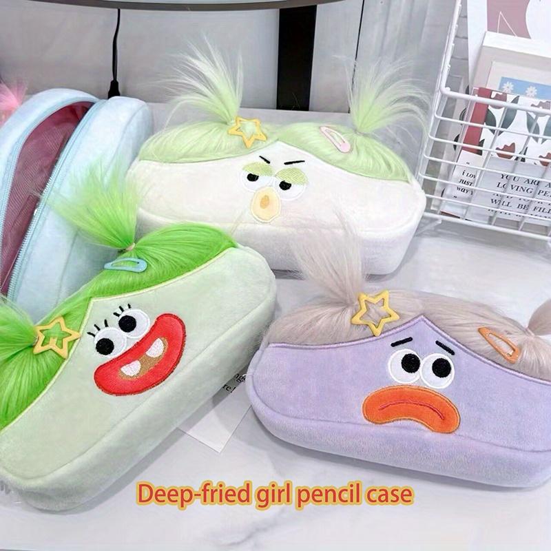 Funny Big Capacity Plush Pencil Bag Creative Cartoon Big Mouth Girl Pens Storage Case Portable School Stationery Gift