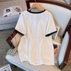 Women's Plus Size Loose-Fit Short-Sleeve Mid-Length T-Shirt, Round Neck, Sizes 200/300/350 Jin