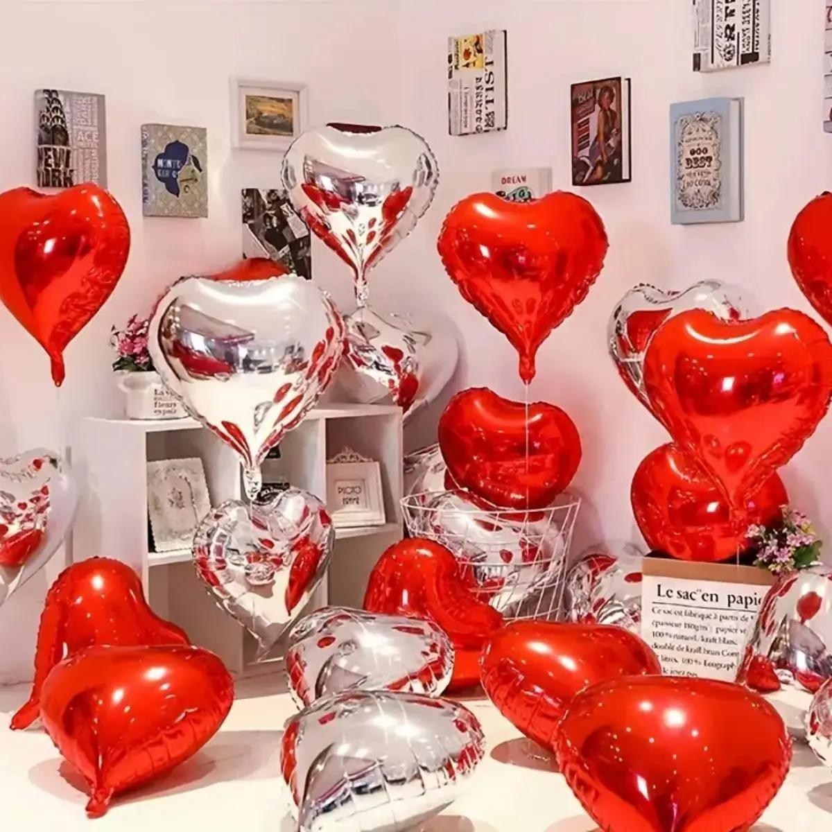 

10pcs 18inch Rose Gold Red Pink Love Heart Foil Balloons Valentines Wedding Decoration Helium Balloon Birthday Party Supplies 18inch