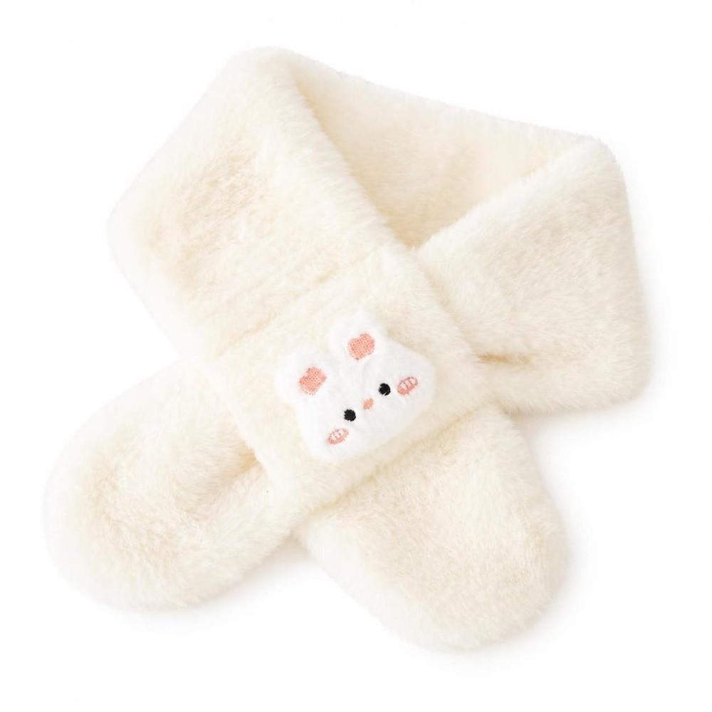 Cartoon Rabbit Girls Winter Scarfs Solid Color Wool Scarf New Knitted Scarf  Women