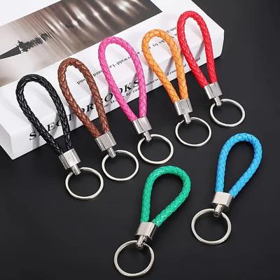 20-teiliges Set bunter gewebter PU-Schlüsselanhänger, gewebte Bänder, Schlüsselanhänger, kreative Geschenke, Autoschlüssel, Geldbörsen, Taschen, gemischte Farben
