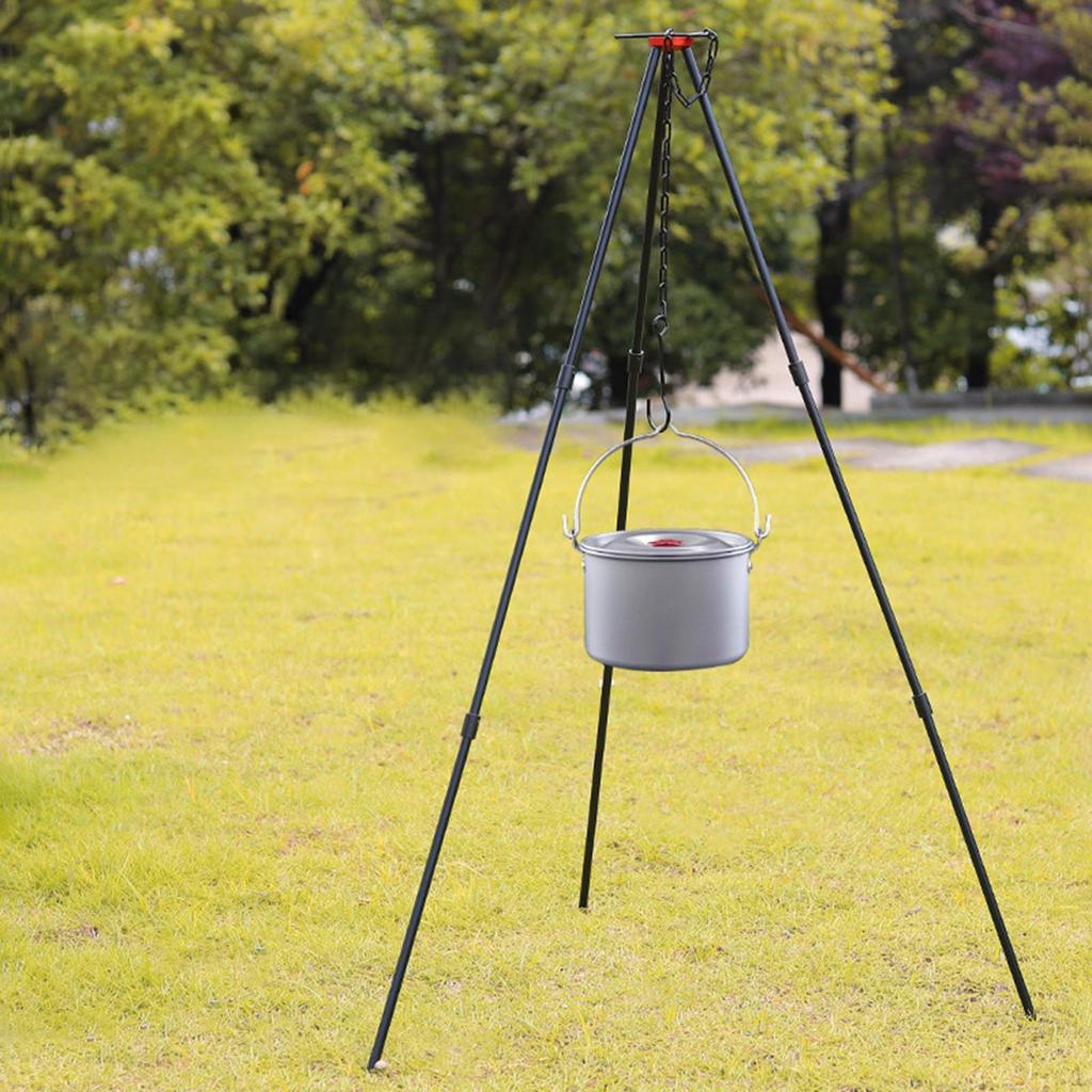 Camping Tripod Campfire Cooking Mini Adjustable Grill Cooker Stand