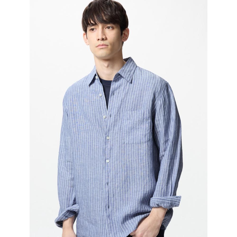 Uniqlo Premium Linen Shirt  Long Sleeve  Stripe A