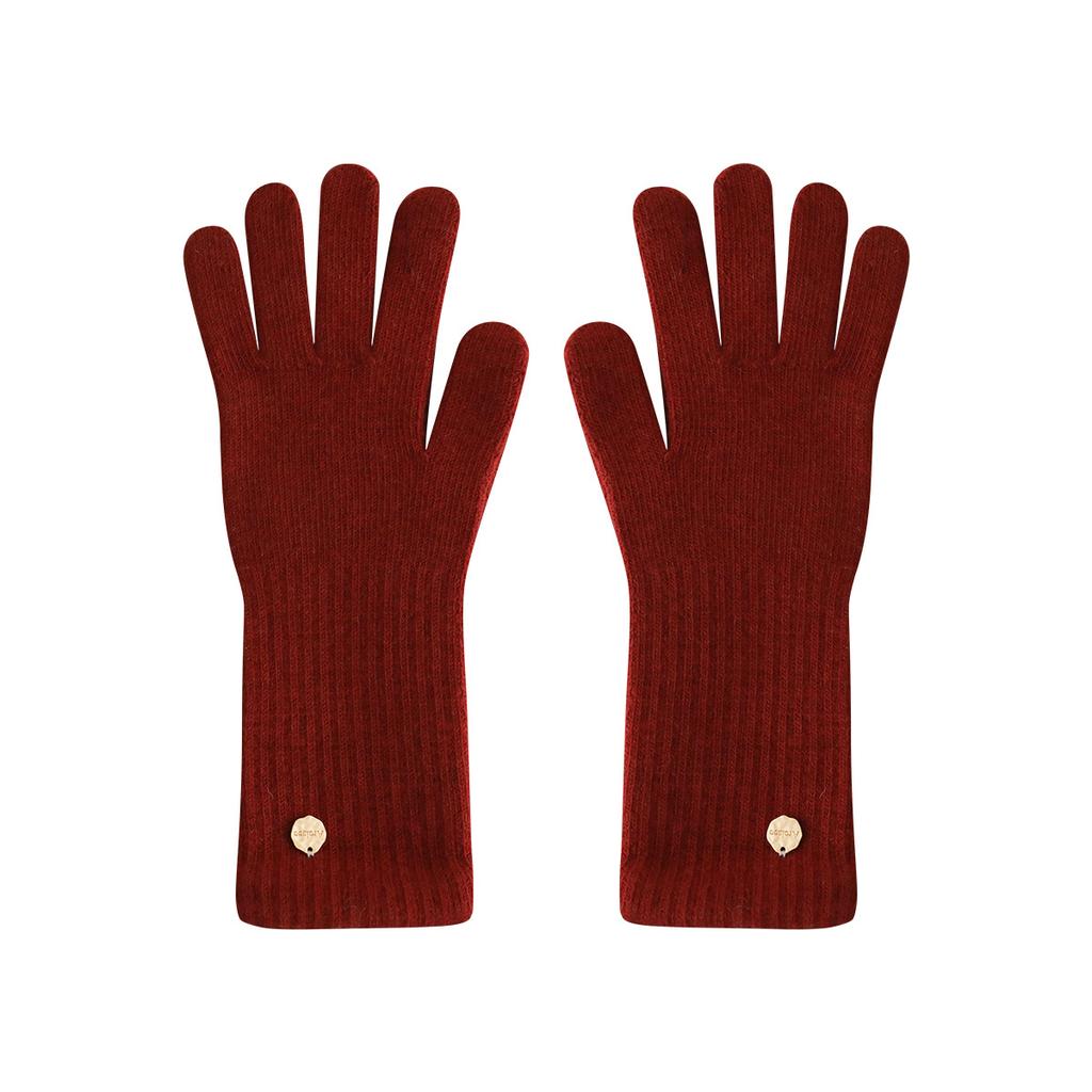 Outdoor Windproof Long Wrist Protecting Knitted Gloves with Wool  Warm Fingertips and Touch Screen for Girls