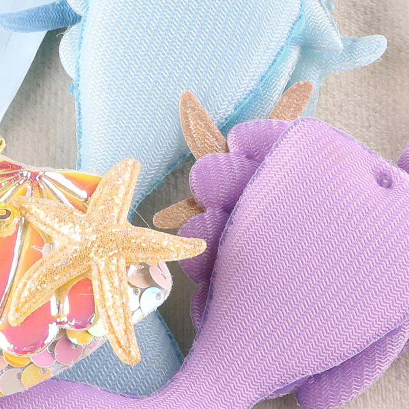 Handmade Embroidered Starfish and Fish Tail Patch with Beads