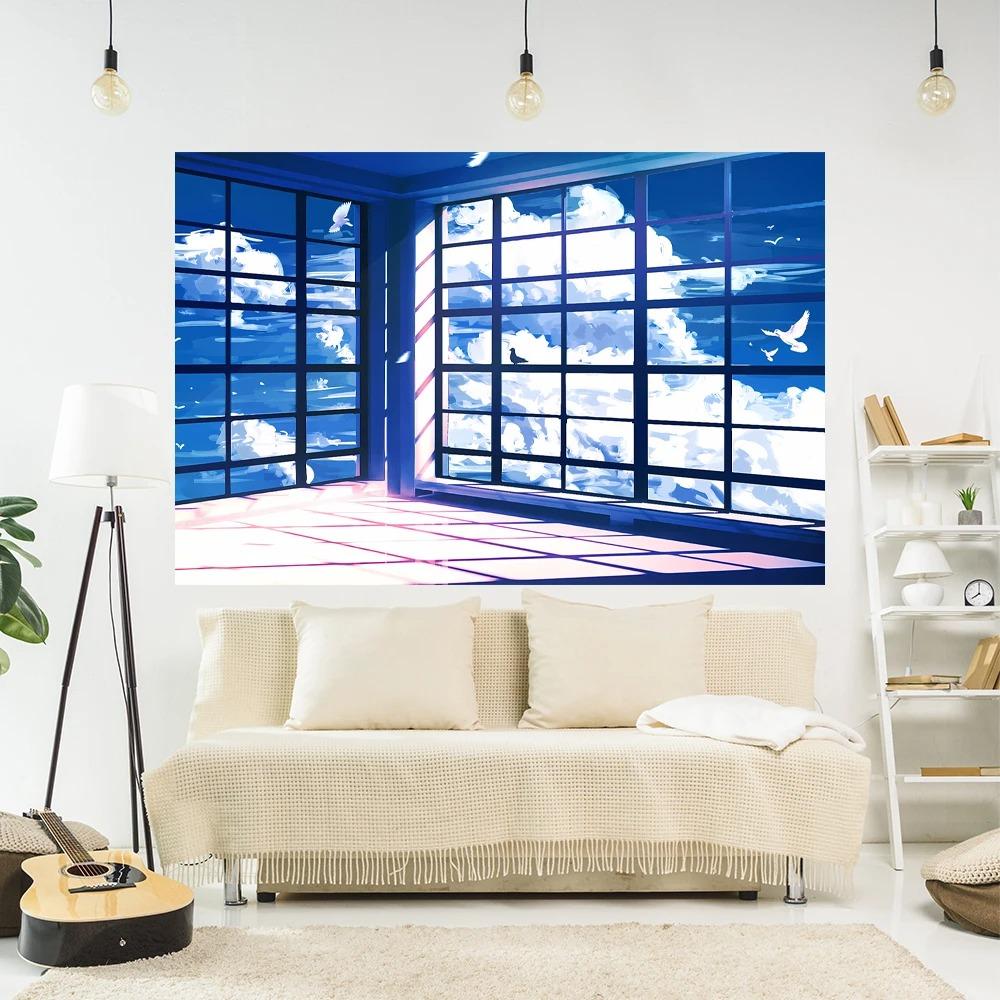 Japanese Comics Landscape Tapestry Office Living Room Decoration Home Wall Tapestry