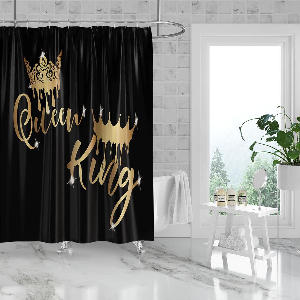 1 Piece Of 180X180Cm King And Queen Digital Printed Shower Curtain Partition Bathroom Waterproof And Mold Resistant