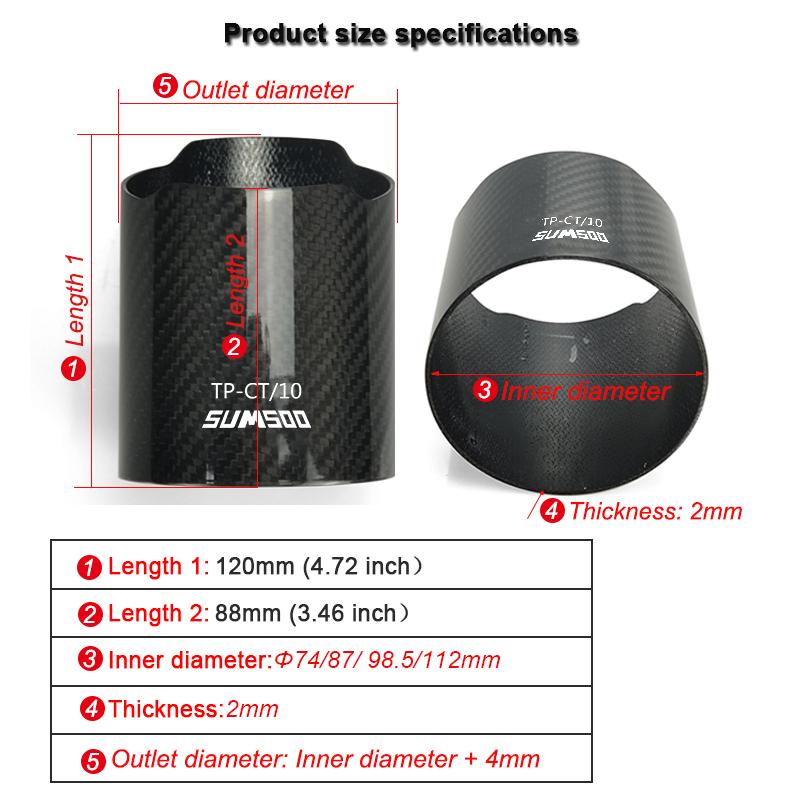 

genuine sumsoo for diy Car Universal Exhaust Pipe Carbon Fiber Cover Exhaust Muffler Pipe Tip case Exhaust Tip housing Glossy In 87mm