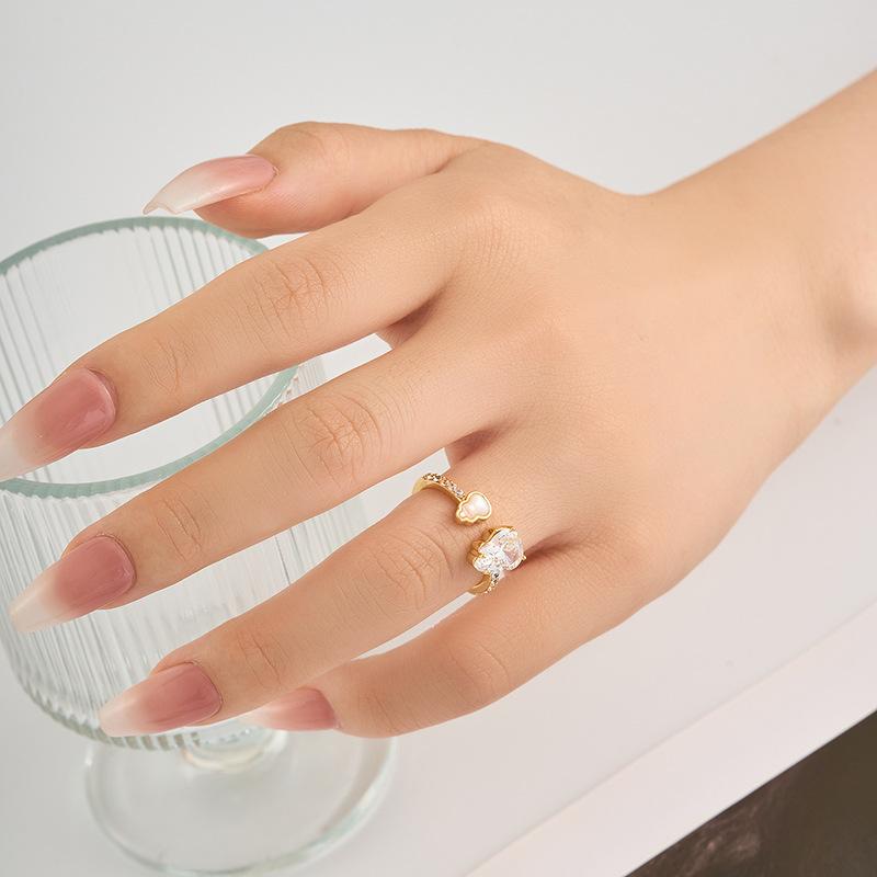 Creative Zircon Shell Gourd Shape Open Ring Fashion High Sense Adjustable Index Finger Ring Smart Ring Ring
