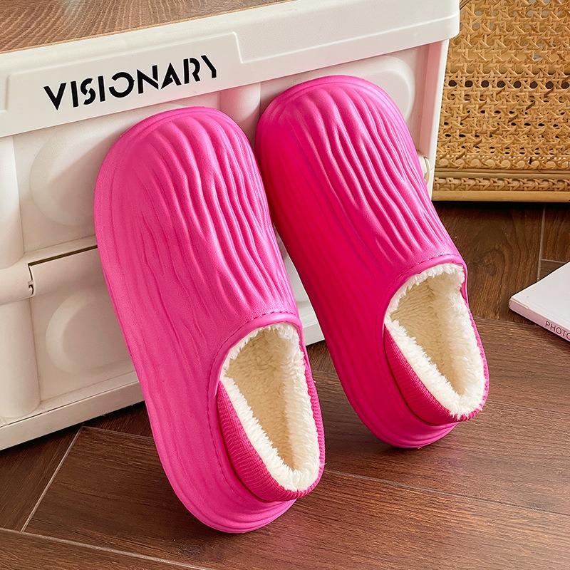 Zimní zateplené Dámské Pantofle Běžné Plyšové Ploché Domácí Vodotěsné Neklouzavé Boty Vnitřní Venkovní Silná platforma Domová pantofle