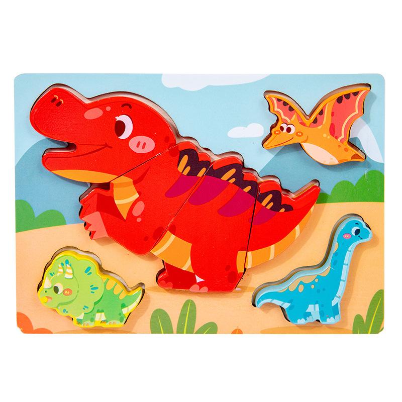 Montessori dřevěné puzzle pro batolata pro děti Montessori hračky pro batolata 2 3 4 5 let Nejlepší 3D puzzle vzdělávací hračka dinosaura