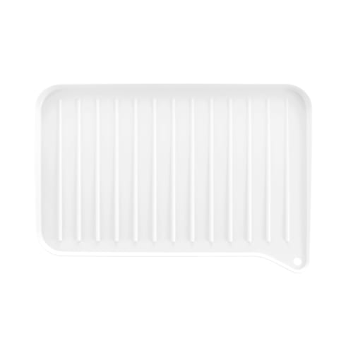 Richell Silicone Draining Tray, White, Shelly, 41 x 36.3 x 5.1 cm, Drainage Tray with Stop Valve, Large, Reversible, Antibacterial