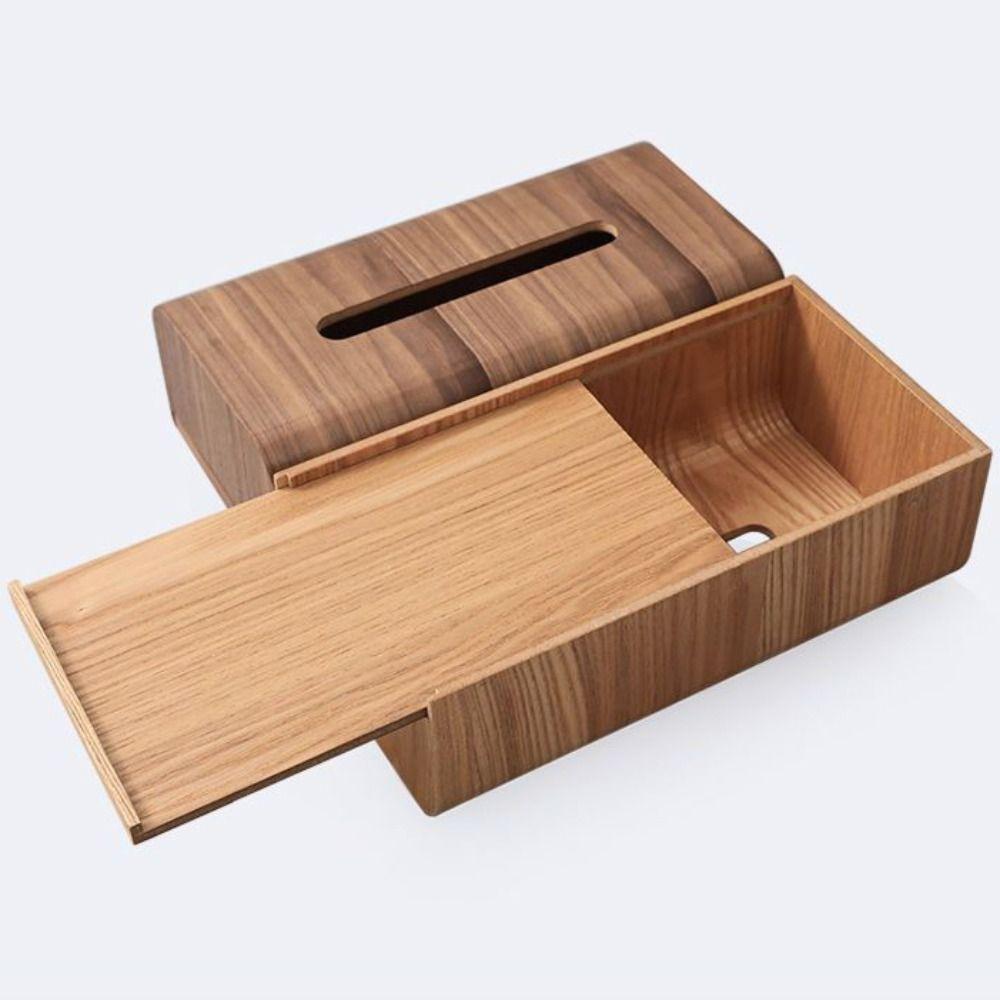 Nordic Style Tissue Case Simple Tissue Organizer Desktop Ornament Solid Wood Tissue Box  Bathroom