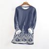 Women's Fashionable Printed Round Neck Long Sleeved Plush Warm Pullover Top