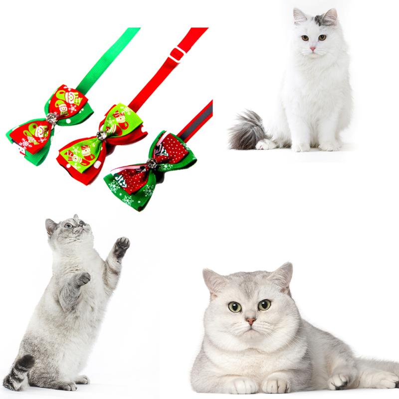 Pet  Collar Christmas Series Adjustable Flashing Diamonds Pet Bow Tie Collar