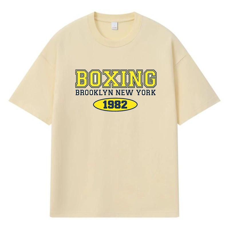 

2026 Boxing Brooklyn New York 1982 Printed Graphic Y2k Harajuku Streetwear 100% Cotton T Shirt Casual Oversized Summer Men T-shirt XXXL хакі