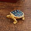Hand Painted Enamel Turtle Trinket Box, Mini Ring Necklace Jewelry Organizer,  Figurine Collectible Keepsake Home Decor