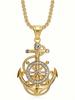 1pc Stainless Steel Marine Shape Pendant Necklace, Rhinestone Decor, Hip Hop Punk Jewelry For Men, Gift For Boyfriend