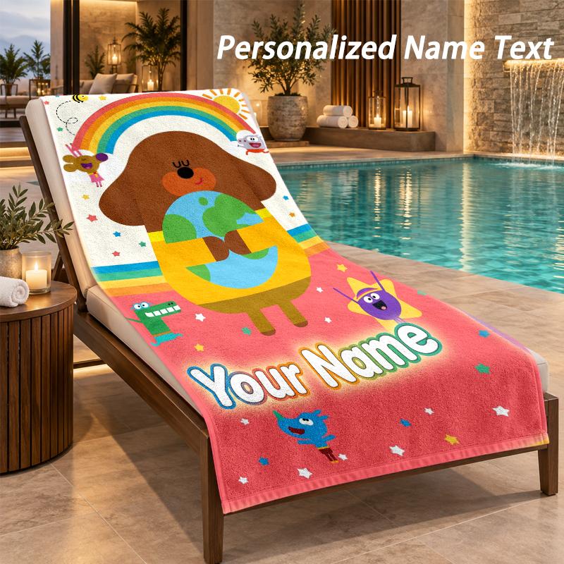 Hey Duggee Custom Name Beach Towel Large Soft Towel for Indoor Bathroom Outdoor Beach