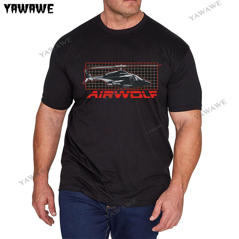 

Мужская хлопковая футболка топы Airwolf Сериал Air Wolf Вертолет на сетке Лицензионная футболка Черная мужская модная футболка европейского размера 4XL