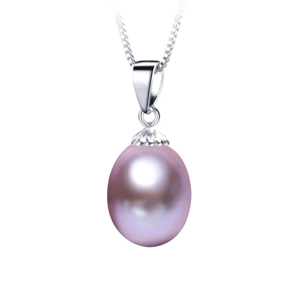 

AAAA Genuine Freshwater Pearl Pendants 8-9mm 925 Silver Necklace For Women Small Size Natural Pearl Jewelry 6-7mm&45cm фіолетовий