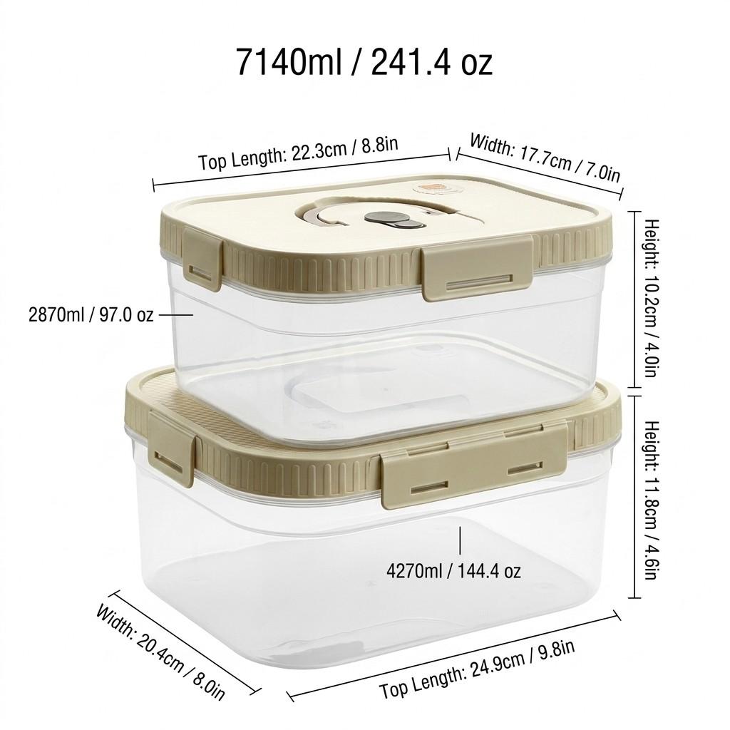 Plastic Sealed Preservation Box With Lid&Handle Stackable Meat Fresh-keeping Fruit Vegetable Storage Container Microwaveable