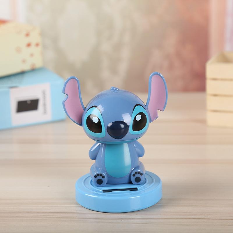Stitch Disney Anime Figure Car Accessories Ornaments Solar Moving Doll Cute Children's Toys Cartoon Decoration Birthday Gifts