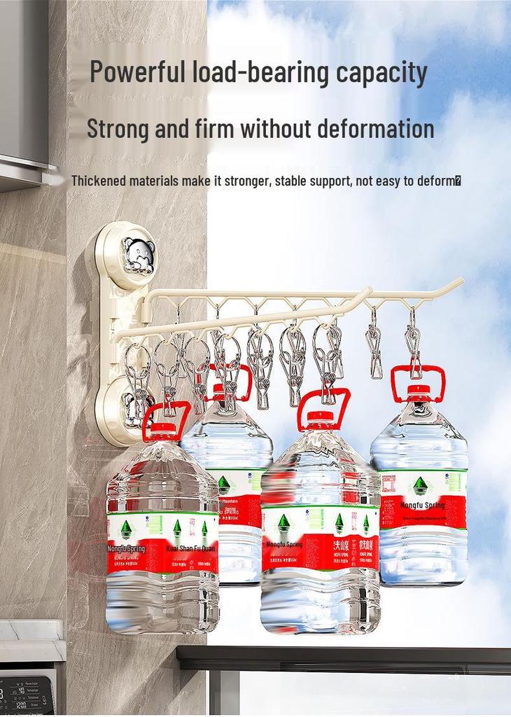 Rotating Multi-Clip Clothes Hanger for Socks & Underwear - No-Punching Design
