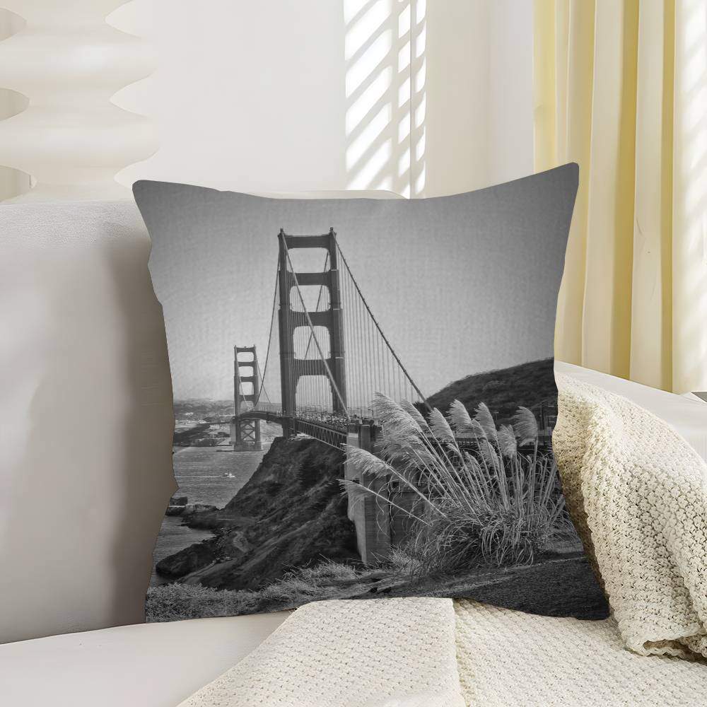 Black And White City Art Pillow Cushion Cover Pillowcase Living Room Sofa Home Decor Customized