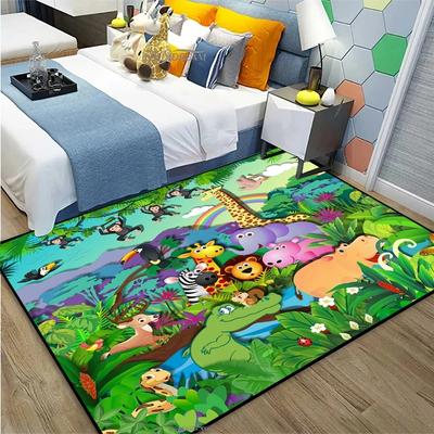 Jungle Cartoon Animal Carpet Giraffe Lion Carpet Living Room Decoration Large Rug Bedroom Child Crawling Mat Bathroom Bath Mat