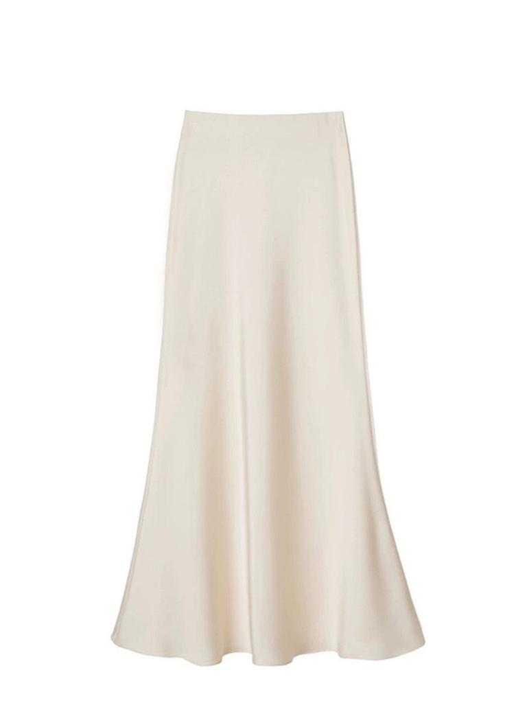 Women's French-Style Satin Midi Skirt - Light Luxury, High-Waist, Bodycon Mermaid Design for Spring and Autumn