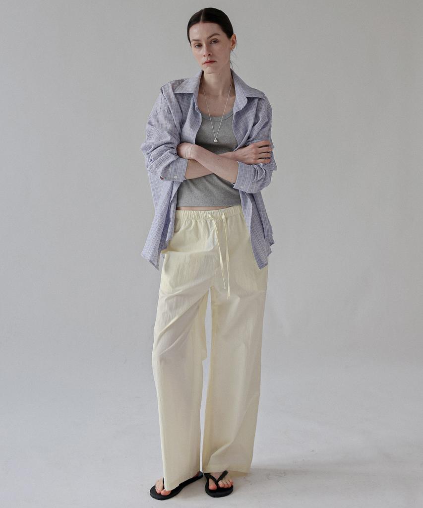 Keullaepeu Soft Embroidered Elastic Waist Pants _Butter