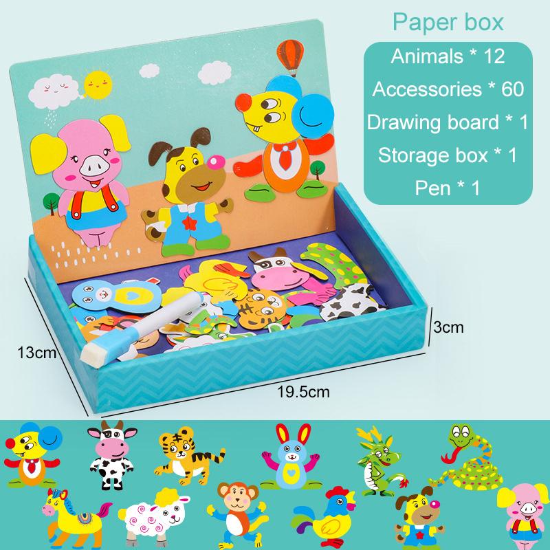 Children Multifunction Animal Puzzle Learning Education Toys For Kids Writing Magnetic Drawing Board Montessori Toy Kid Gift TMZ