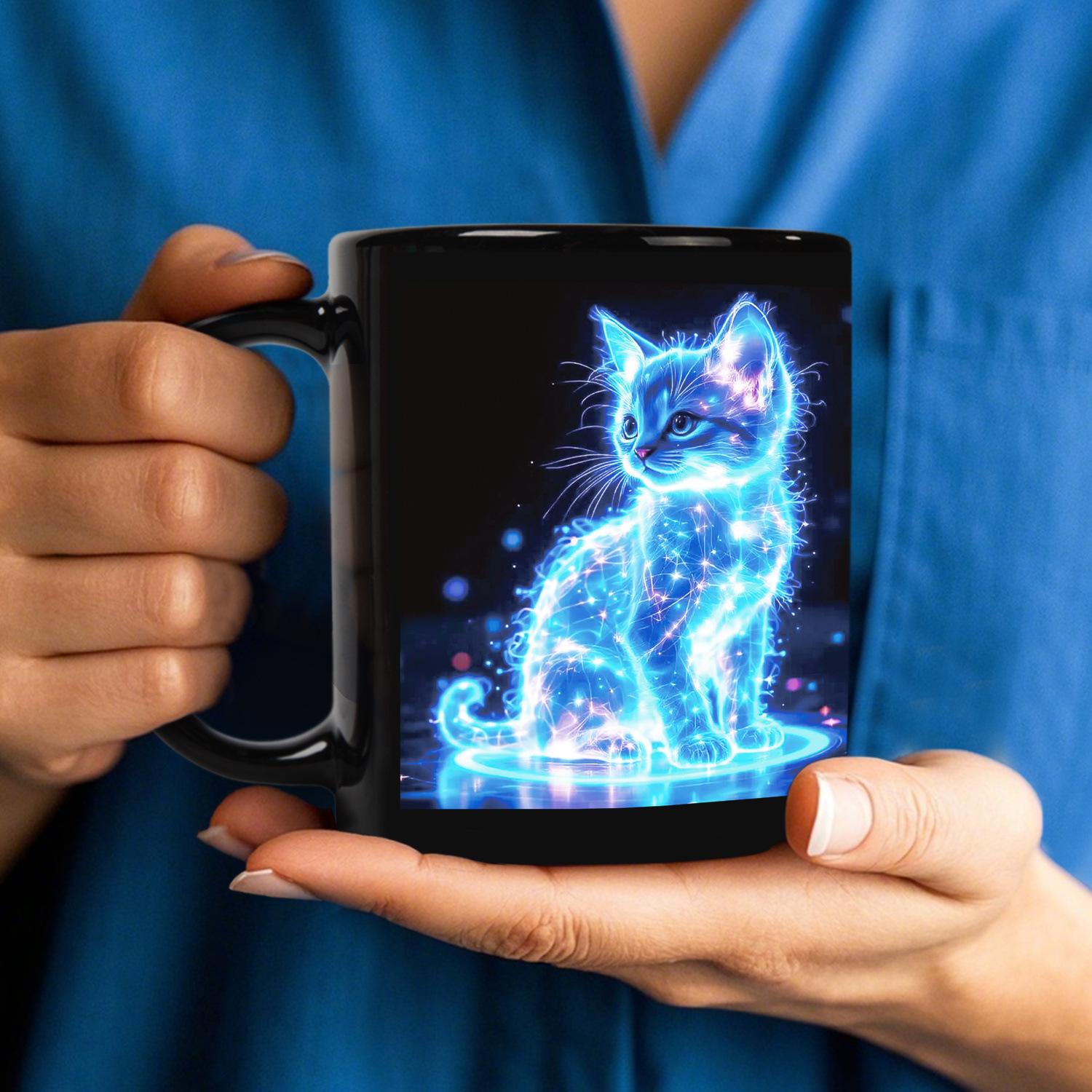 Water cup light luxury high sense cute cat mug ins ceramic mug nero