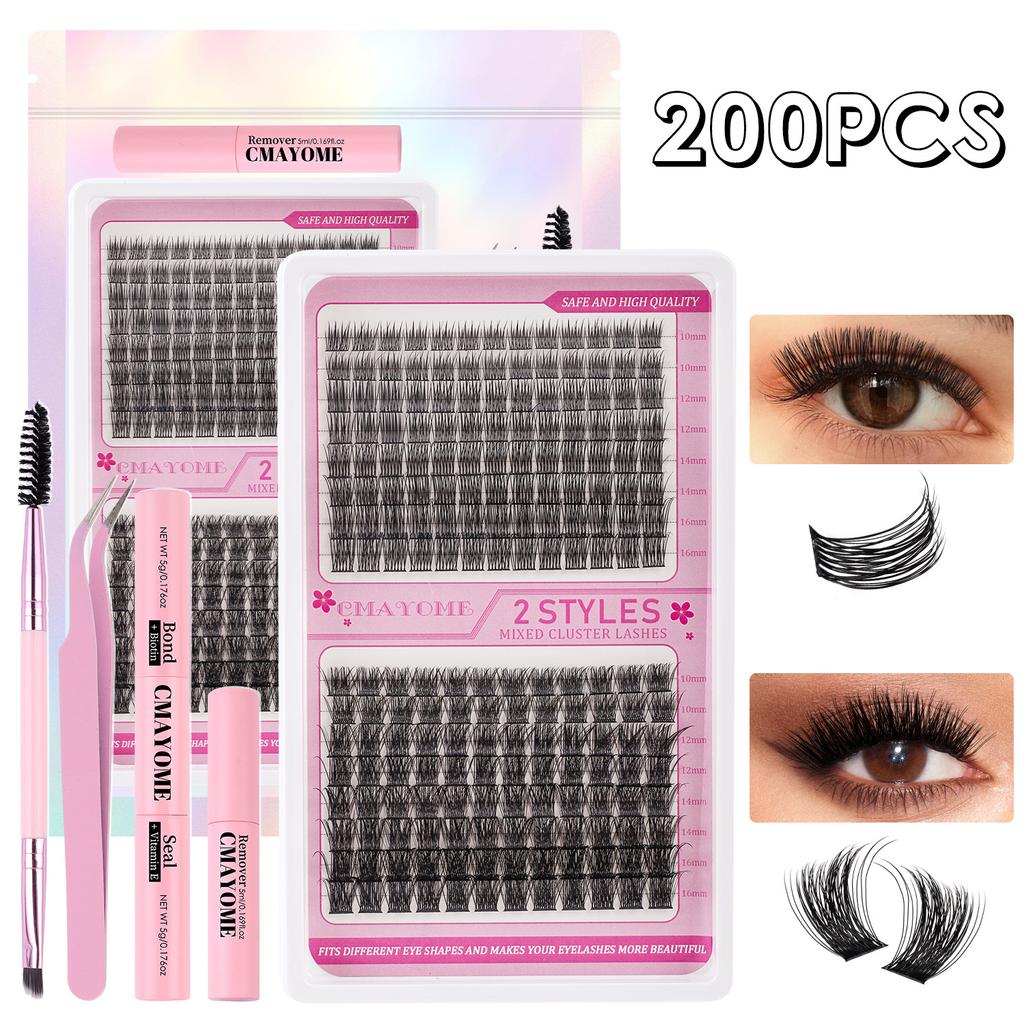 Diy Segmented Single Cluster Of False Eyelashes 10-16Mm Eyelashes C Curvature Dense Curl