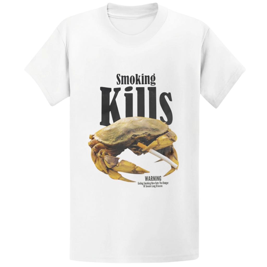 Gildan 5000 Vintage Smoking Kills Crab T-Shirt - Funny Retro Meme Gift Tee