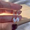 Baroque Natural Freshwater Pearl Pendant Earrings for Women, No Piercings, Niche Light Luxury Design, High-end Earrings