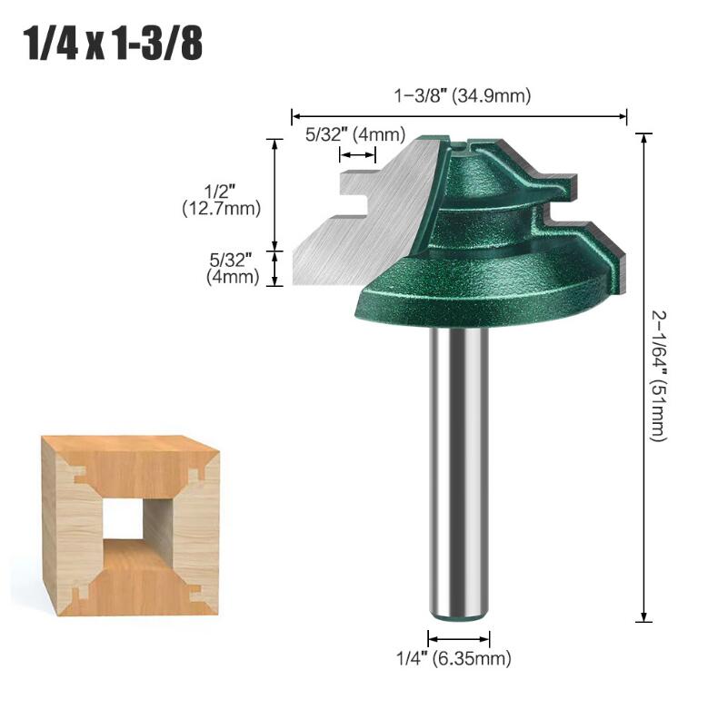 

Фреза торцевая 45 градусов с хвостовиком 1/4 6 мм, деревообрабатывающий шиповой фрезерный инструмент для сверления и фрезерования древесины, карбидный сплав 1/4inch shank NO1