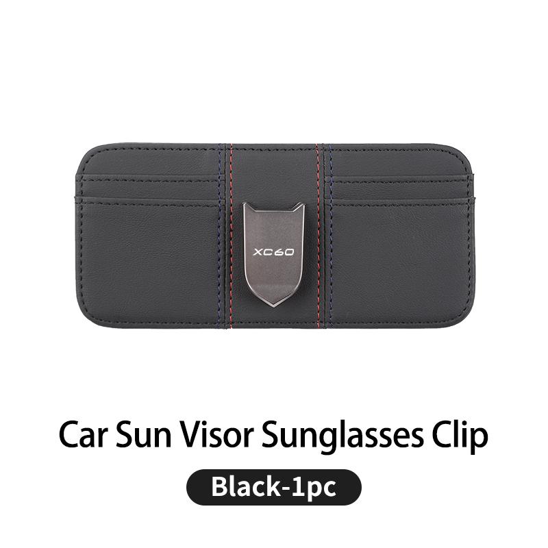 Car Leather Shield-Shaped Double-sided Card Holder Visor Sunglasses Clip For Volvo XC60 C30 T6 S60 C70 XC40 V40 XC70 AWD V90 S90
