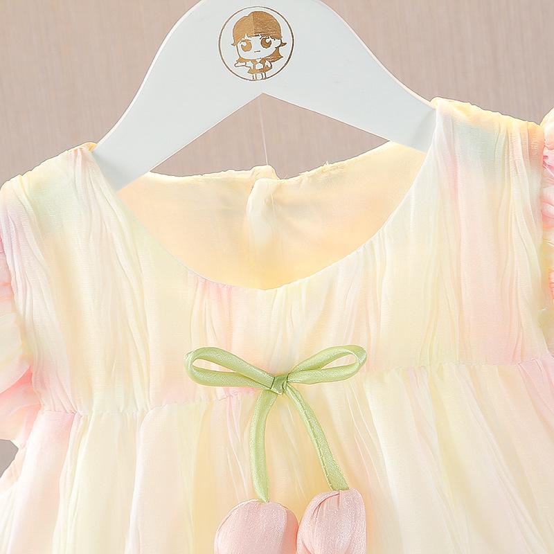 Summer Infant Girls Thin Dress Princess Style Childrens Clothing Baby Girl Flying Sleeve Summer Chiffon Dress